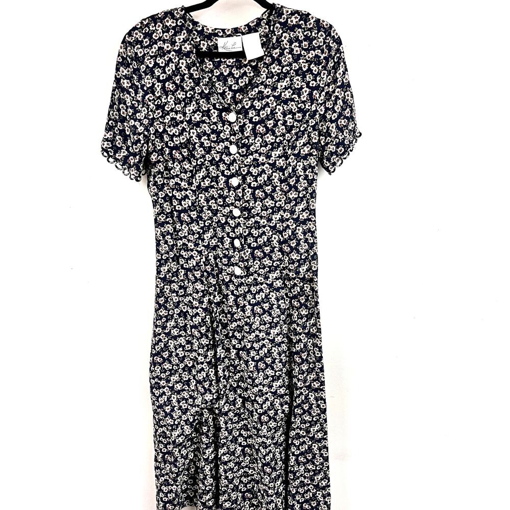 Vintage women's Kathie Lee 1990's ditsy floral maxi button front dress xL